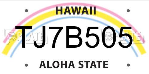 TJ7B505 Hawaii License Plate