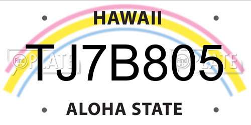 TJ7B805 Hawaii License Plate