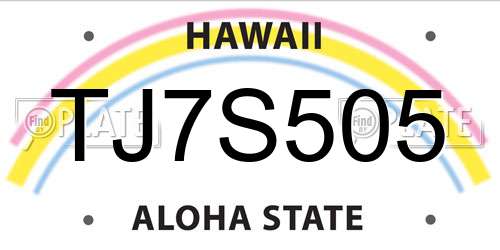 TJ7S505 Hawaii License Plate
