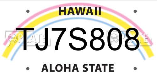 TJ7S808 Hawaii License Plate