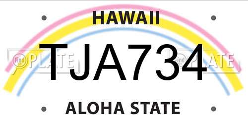TJA734 Hawaii License Plate