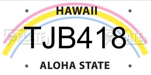TJB418 Hawaii License Plate