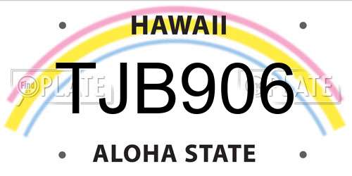 TJB906 Hawaii License Plate