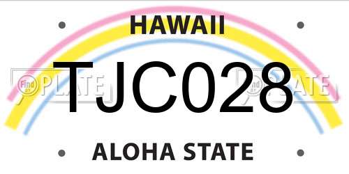TJC028 Hawaii License Plate