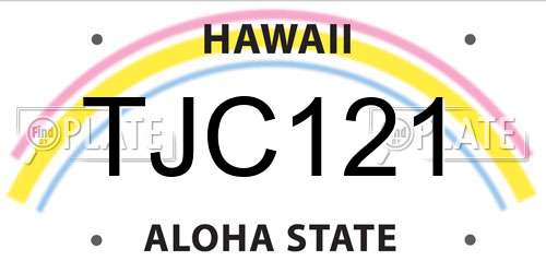 TJC121 Hawaii License Plate