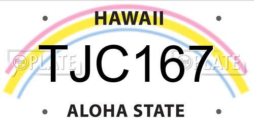 TJC167 Hawaii License Plate