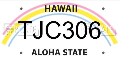 TJC306 Hawaii License Plate