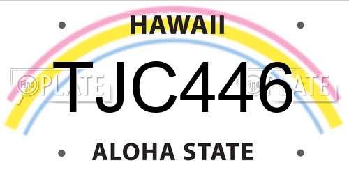 TJC446 Hawaii License Plate