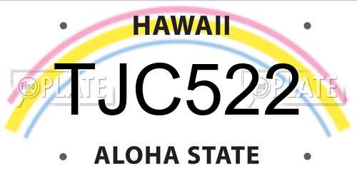 TJC522 Hawaii License Plate