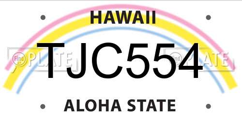 TJC554 Hawaii License Plate