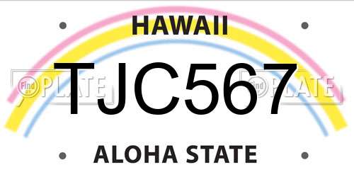 TJC567 Hawaii License Plate