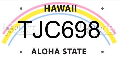 TJC698 Hawaii License Plate