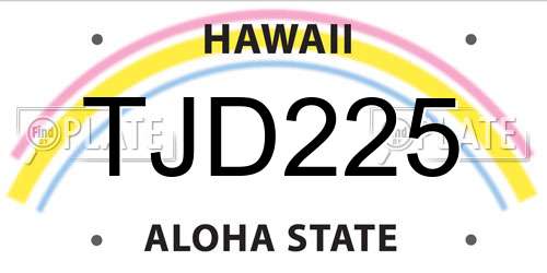 TJD225 Hawaii License Plate