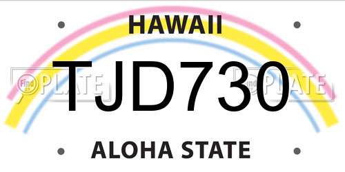 TJD730 Hawaii License Plate