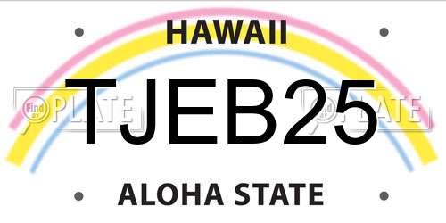TJEB25 Hawaii License Plate