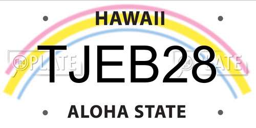 TJEB28 Hawaii License Plate