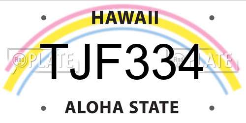TJF334 Hawaii License Plate