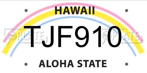 TJF910 Hawaii License Plate