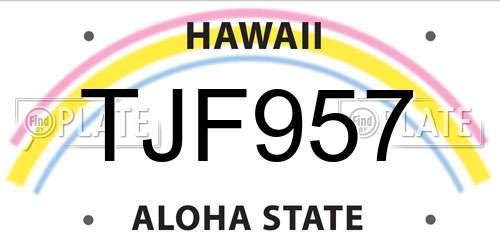TJF957 Hawaii License Plate