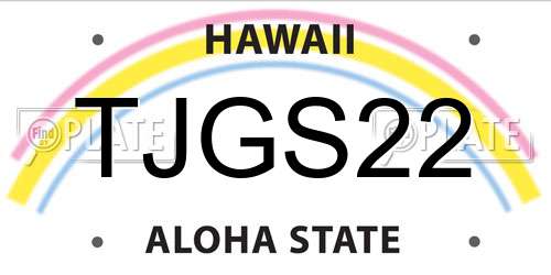 TJGS22 Hawaii License Plate