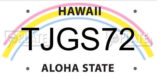 TJGS72 Hawaii License Plate