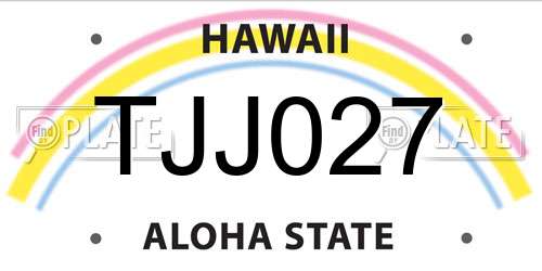 TJJ027 Hawaii License Plate