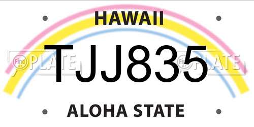 TJJ835 Hawaii License Plate