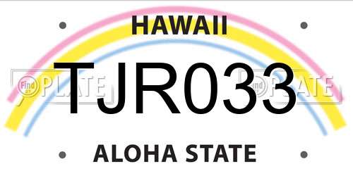 TJR033 Hawaii License Plate