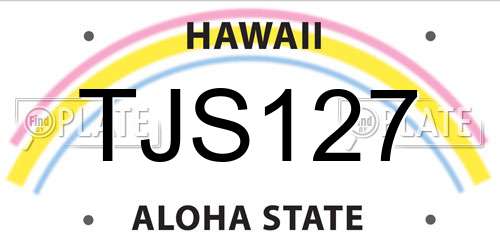 TJS127 Hawaii License Plate