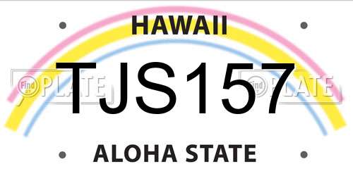 TJS157 Hawaii License Plate