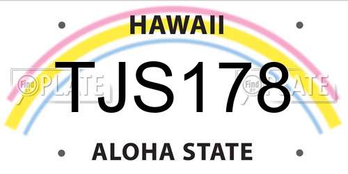 TJS178 Hawaii License Plate