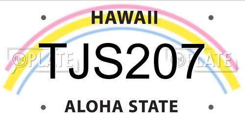 TJS207 Hawaii License Plate