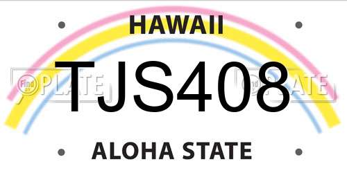 TJS408 Hawaii License Plate