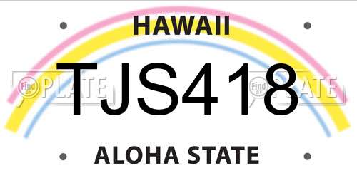 TJS418 Hawaii License Plate