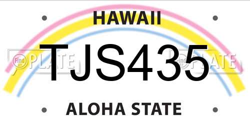 TJS435 Hawaii License Plate