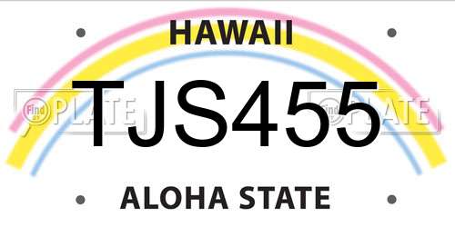 TJS455 Hawaii License Plate