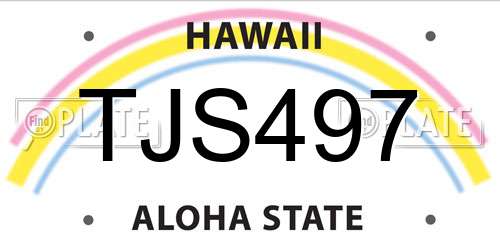 TJS497 Hawaii License Plate