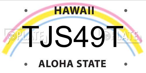 TJS49T Hawaii License Plate
