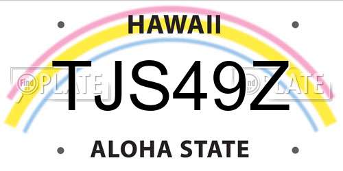 TJS49Z Hawaii License Plate