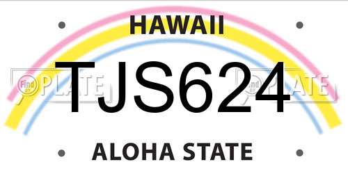 TJS624 Hawaii License Plate