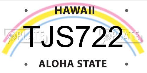 TJS722 Hawaii License Plate