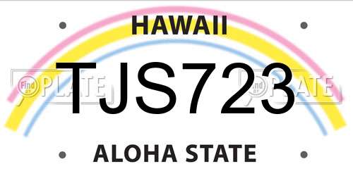 TJS723 Hawaii License Plate