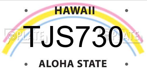 TJS730 Hawaii License Plate