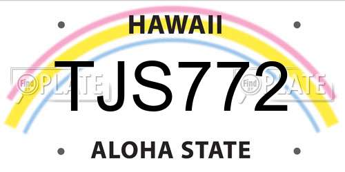 TJS772 Hawaii License Plate