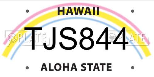 TJS844 Hawaii License Plate