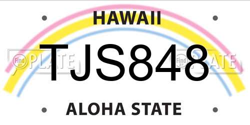TJS848 Hawaii License Plate