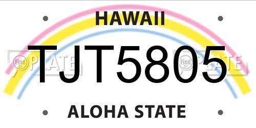 TJT5805 Hawaii License Plate