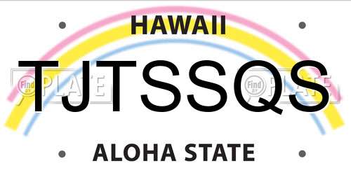 TJTSSQS Hawaii License Plate