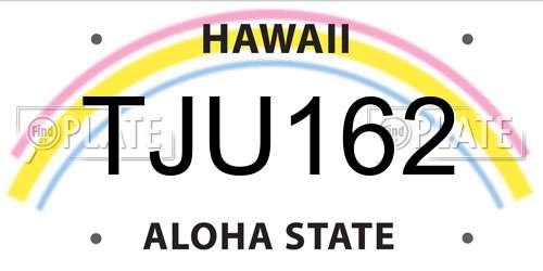 TJU162 Hawaii License Plate