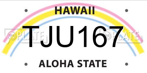 TJU167 Hawaii License Plate